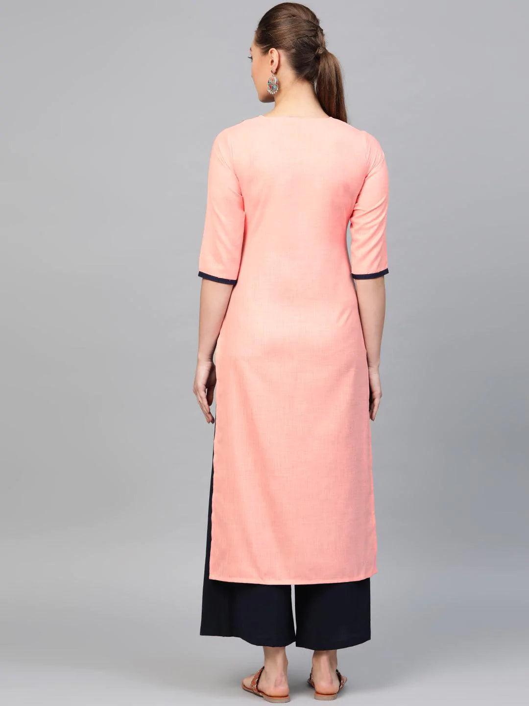 Pink Printed Cotton Kurta - ShopLibas 