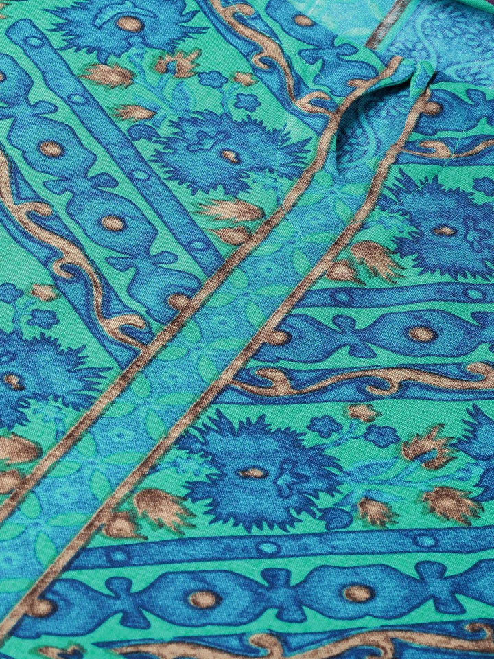 Green Printed Rayon Kurta