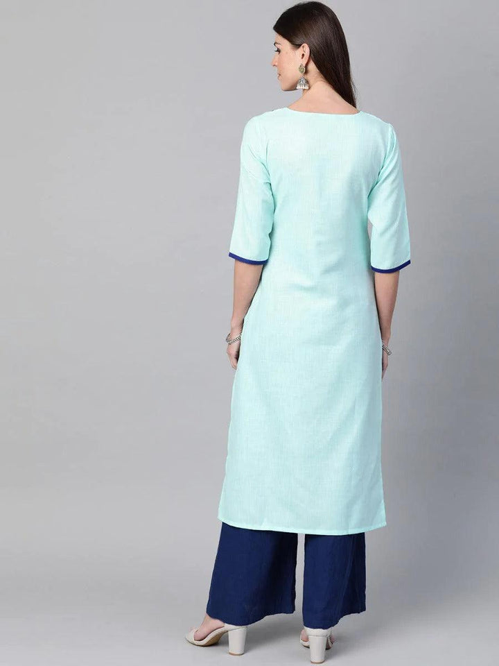Blue Yoke Design Cotton Kurta - ShopLibas