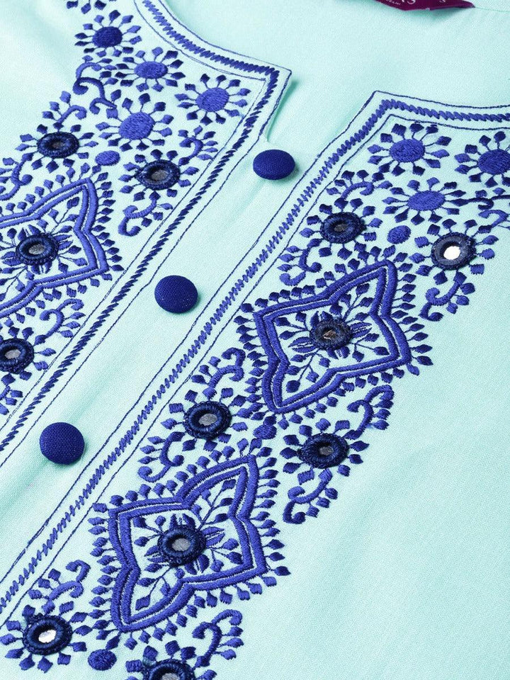 Blue Yoke Design Cotton Kurta - ShopLibas