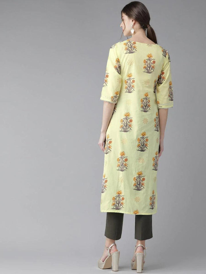 Yellow Gota Patti Cotton Kurta - ShopLibas