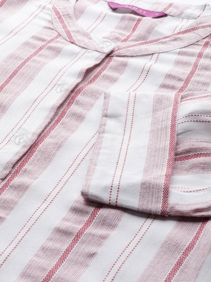 White Striped Rayon Kurta - ShopLibas