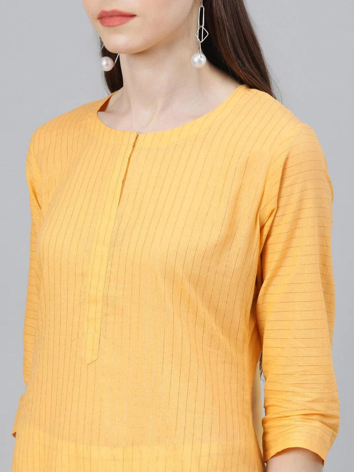 Yellow Striped Cotton Kurta
