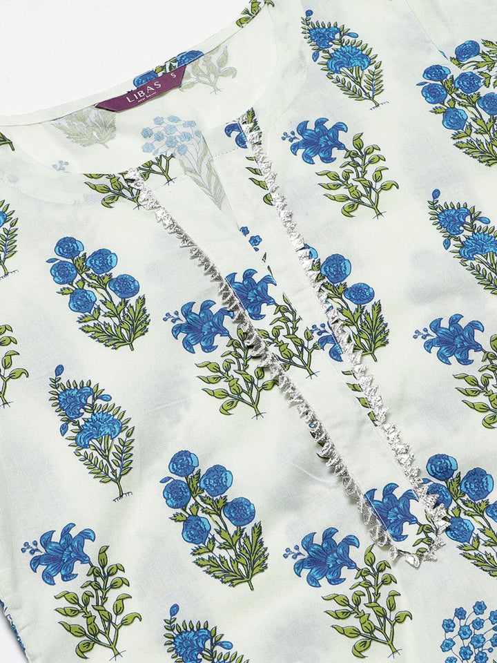 Off-White Printed Cotton Kurta - ShopLibas