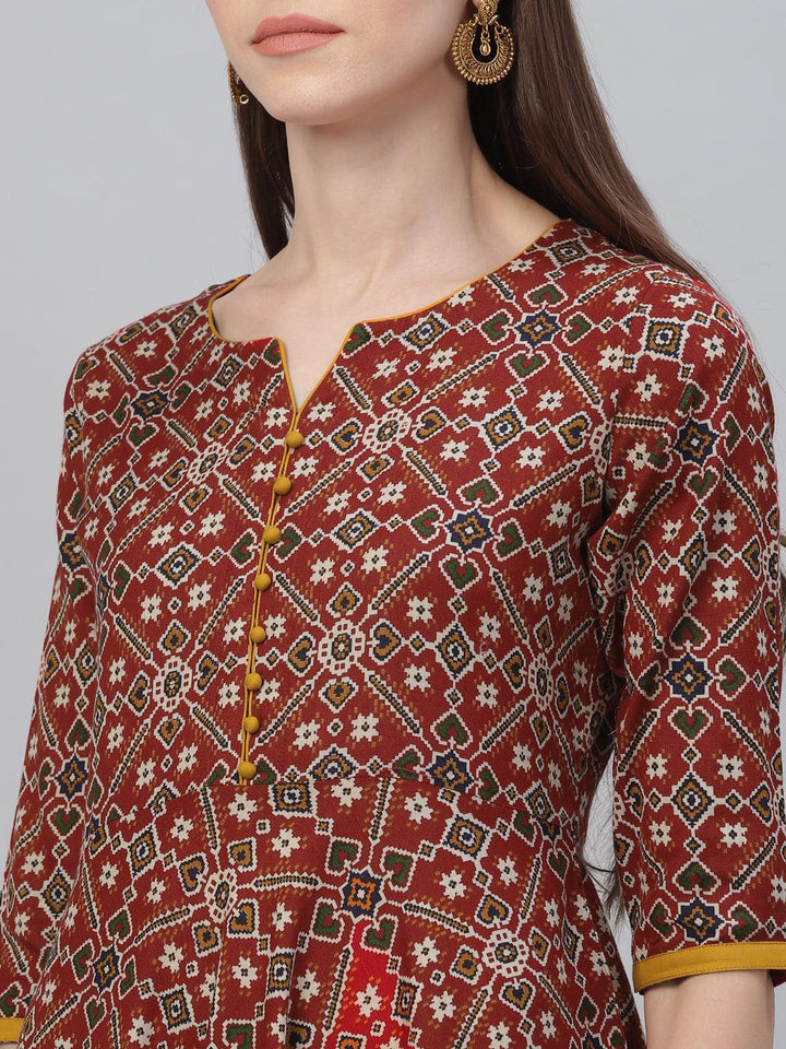 Multicoloured Printed Cotton Dress - ShopLibas