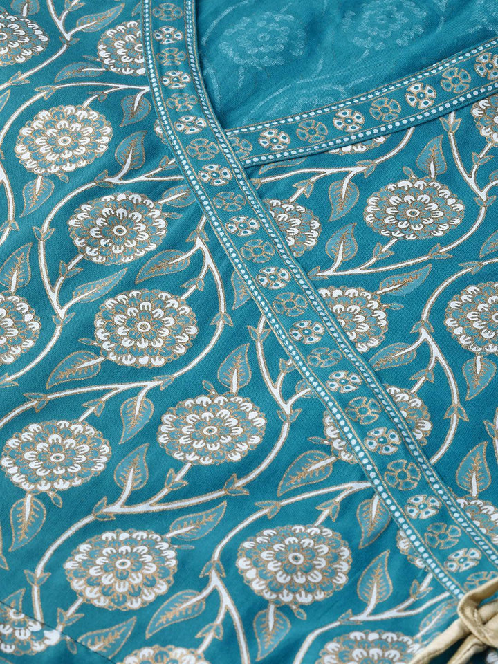 Blue Printed Cotton Dress - ShopLibas