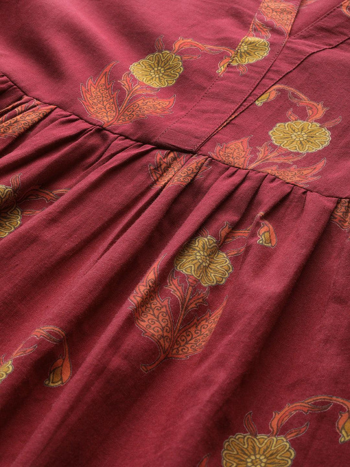 Maroon Printed Cotton Kurti - ShopLibas
