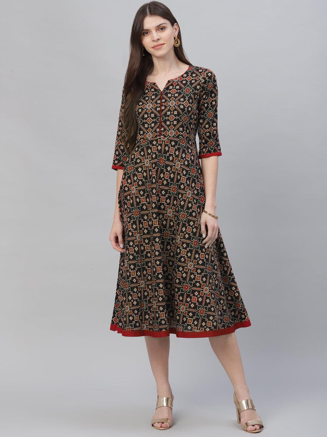 Multicoloured Printed Cotton Kurta - ShopLibas