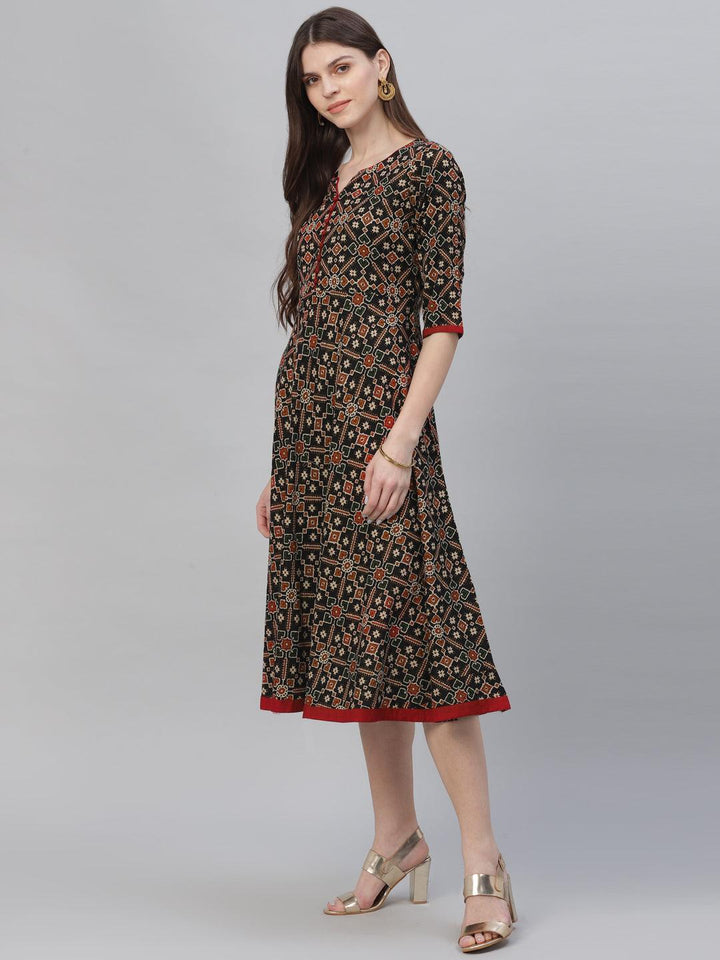 Multicoloured Printed Cotton Kurta - ShopLibas