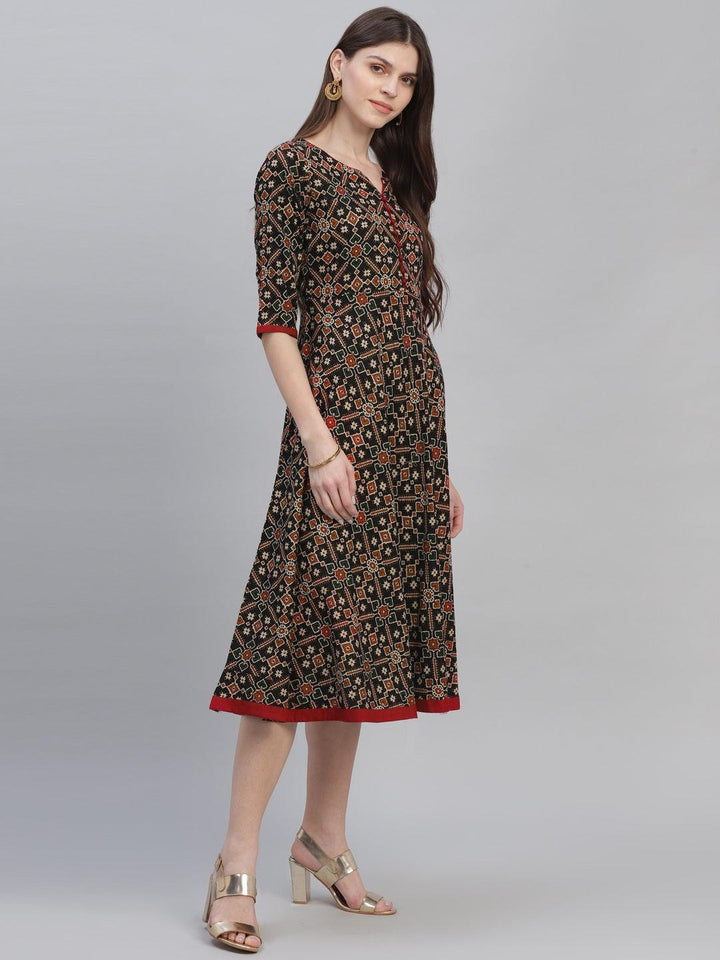 Multicoloured Printed Cotton Kurta - ShopLibas