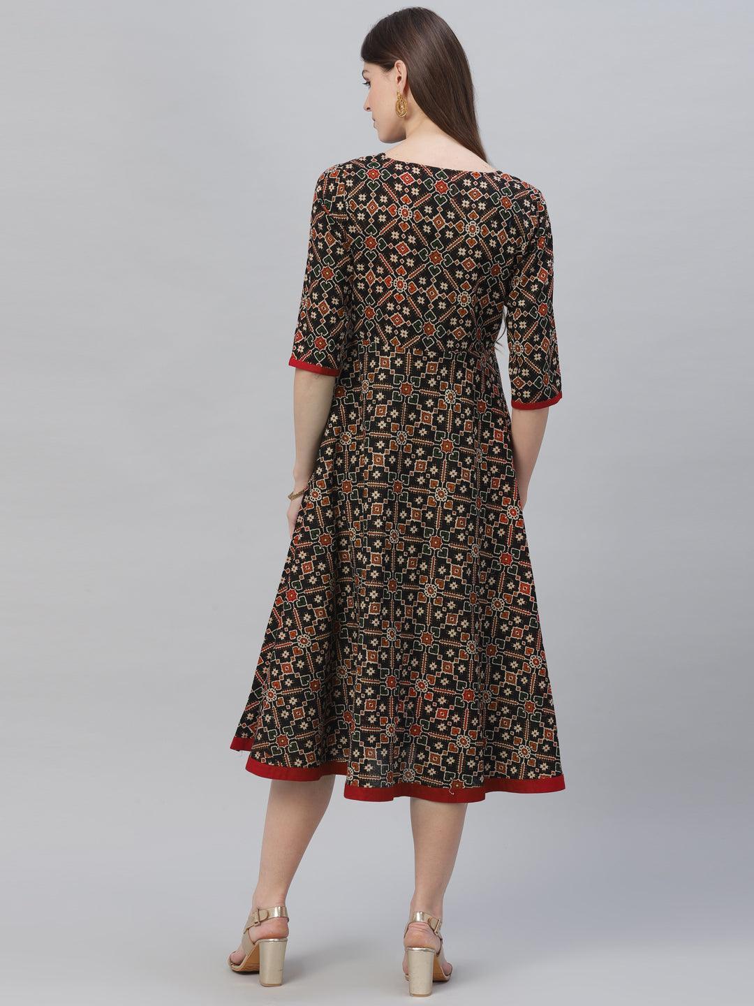 Multicoloured Printed Cotton Kurta - ShopLibas