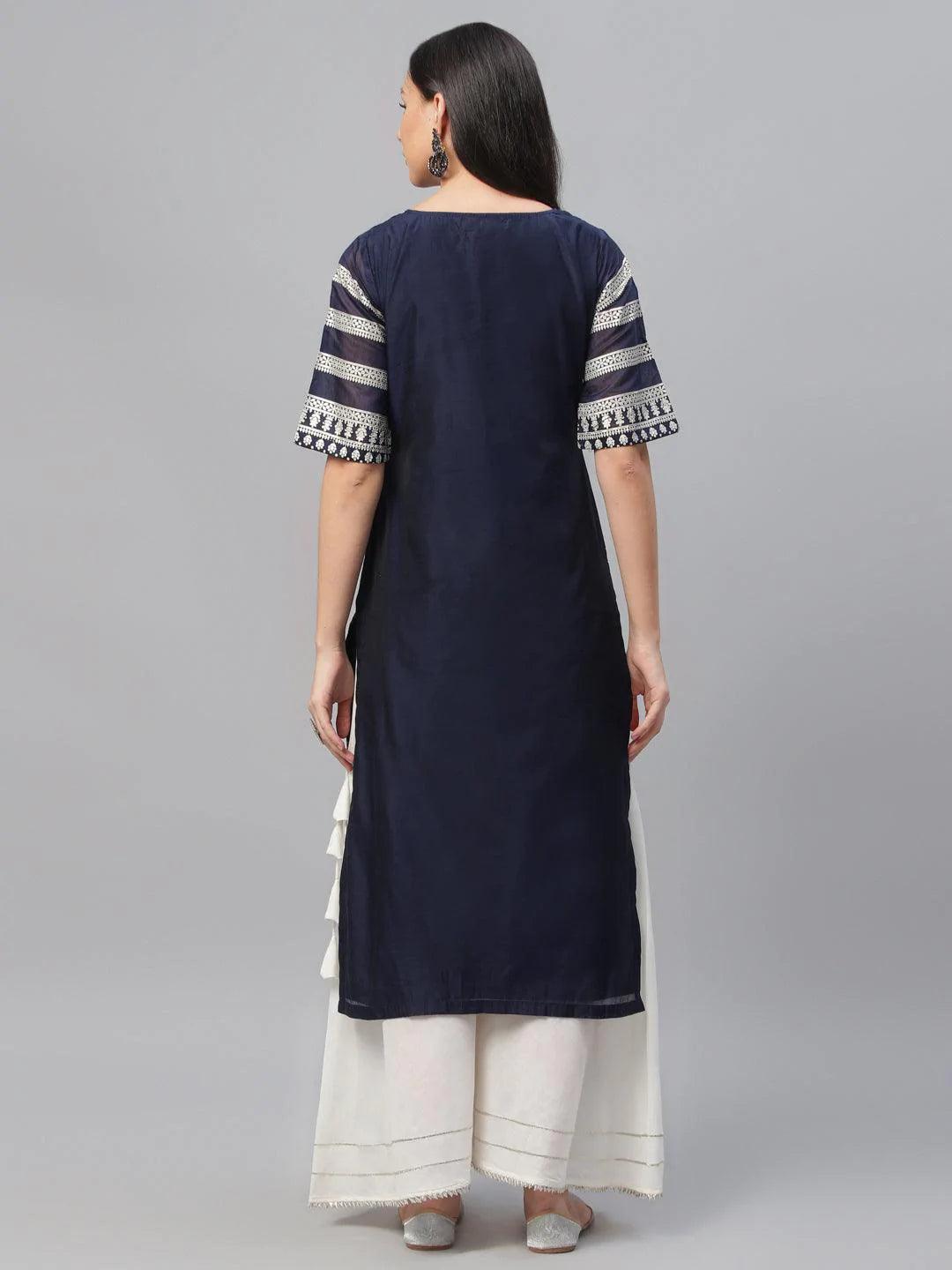 Blue Printed Shantoon Kurta - ShopLibas 