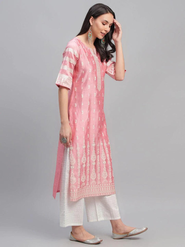 Pink Printed Shantoon Kurta - ShopLibas