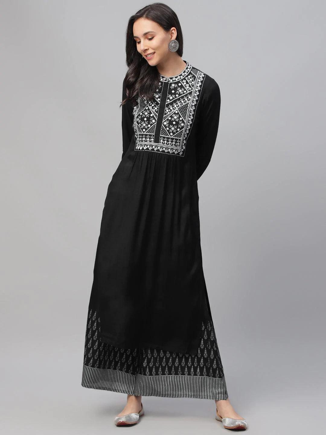 Black Embroidered Shantoon Kurta - ShopLibas
