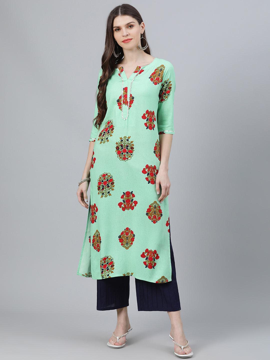 Multicoloured Printed Rayon Kurta - ShopLibas