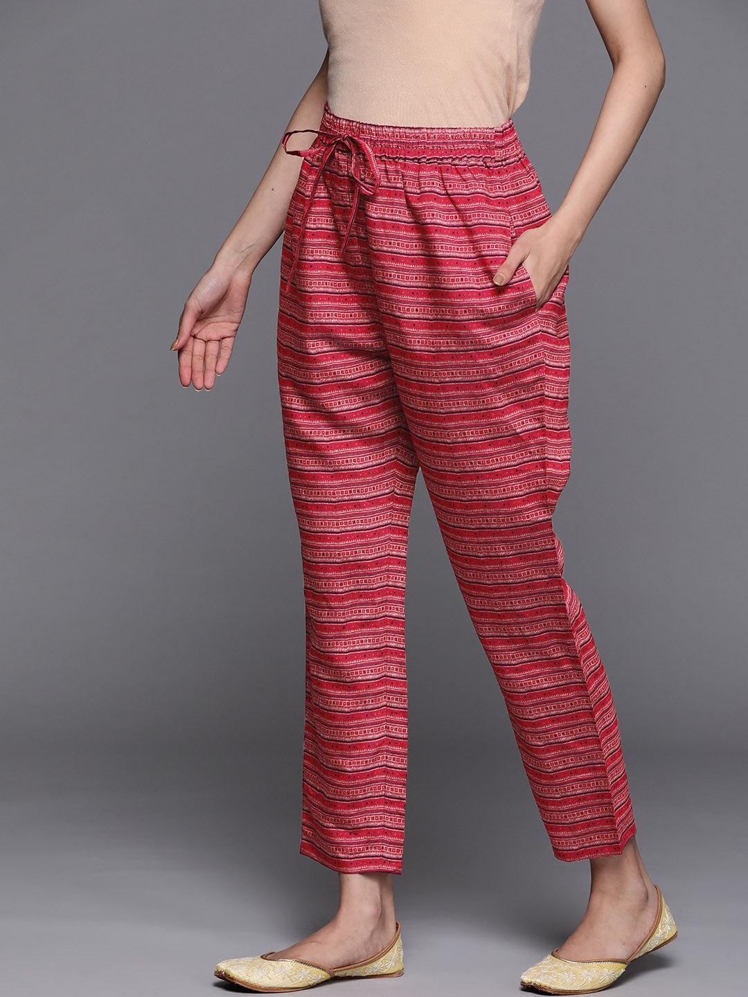 Pink Striped Silk Trousers - ShopLibas 