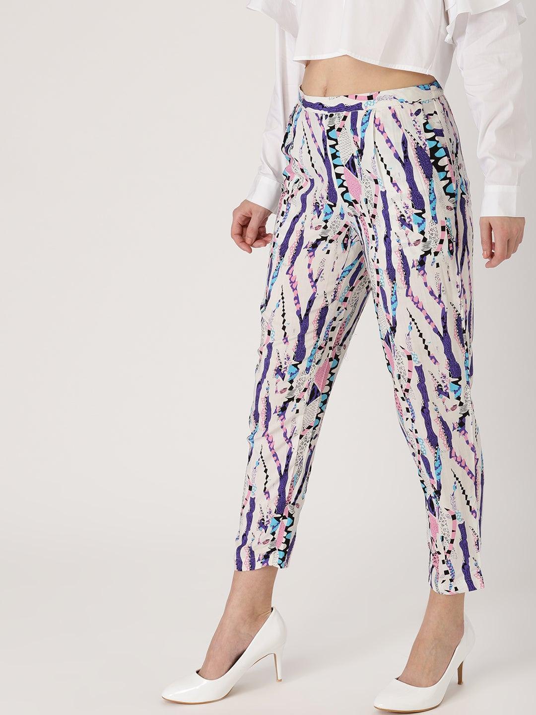 Multicoloured Abstract Rayon Trousers - ShopLibas 