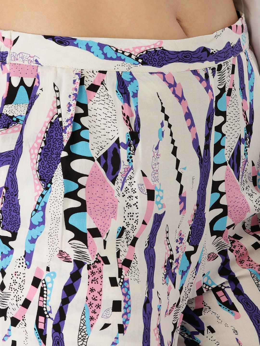 Multicoloured Abstract Rayon Trousers - ShopLibas 