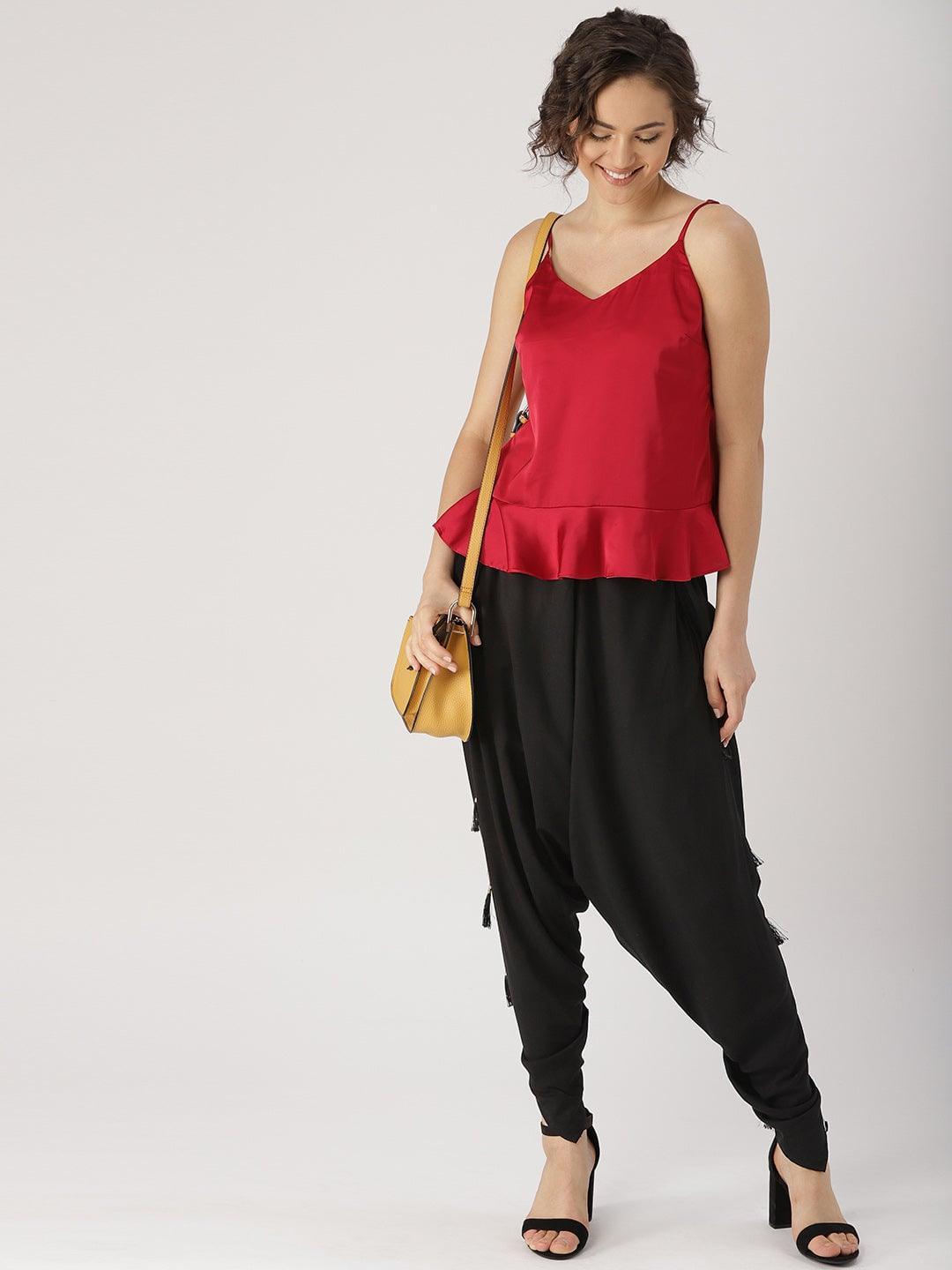 Black Solid Rayon Dhotis - ShopLibas