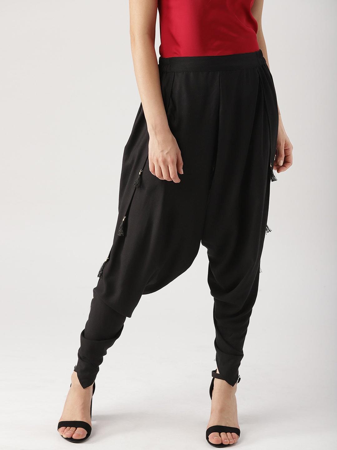 Black Solid Rayon Dhotis - ShopLibas
