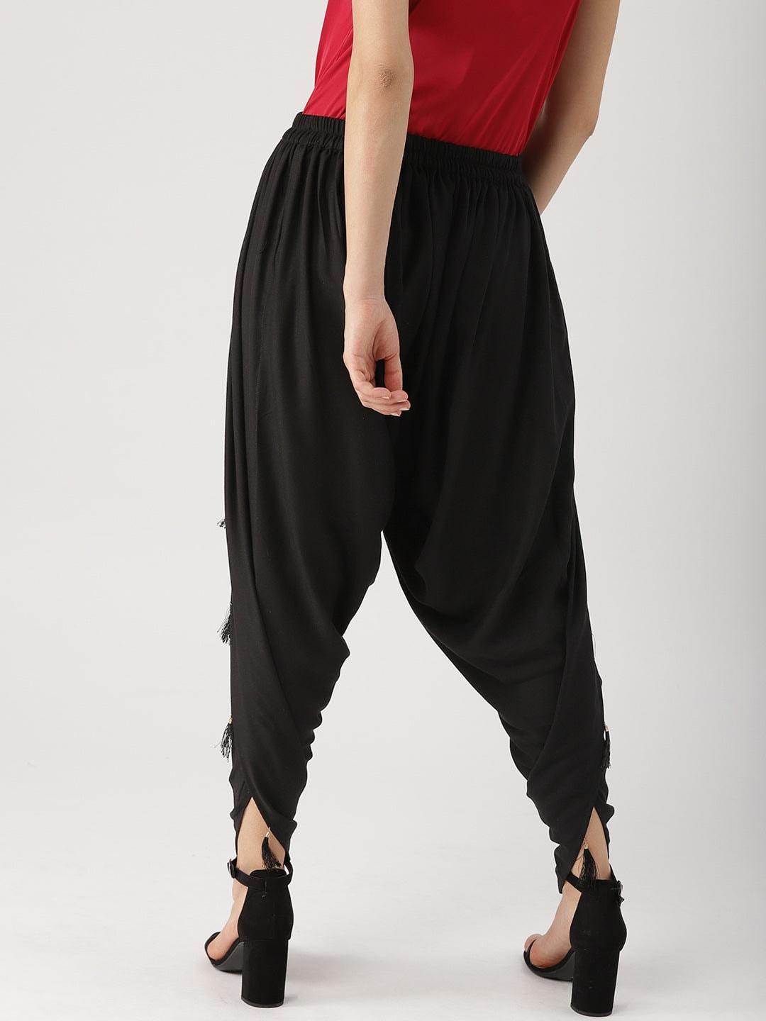 Black Solid Rayon Dhotis - ShopLibas