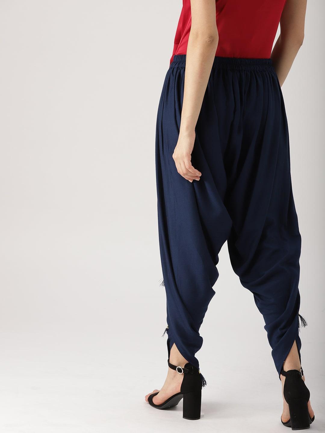 Blue Solid Rayon Dhotis - ShopLibas