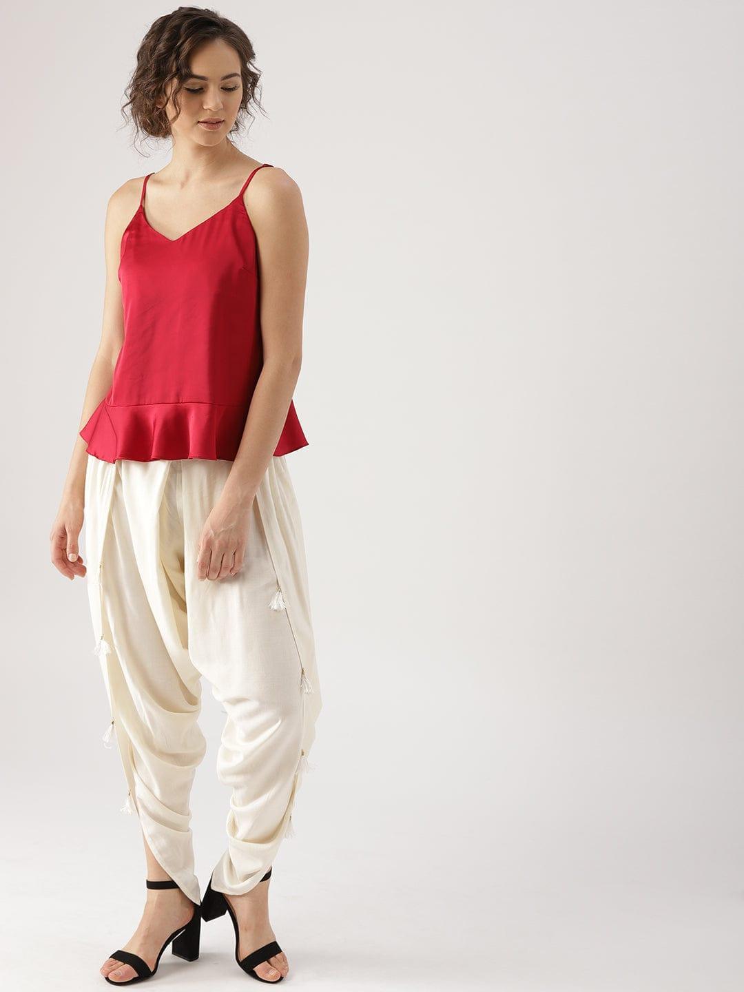 White Solid Rayon Dhotis - ShopLibas