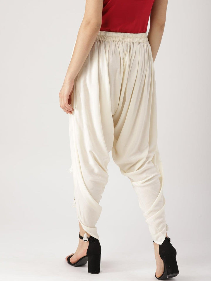White Solid Rayon Dhotis - ShopLibas