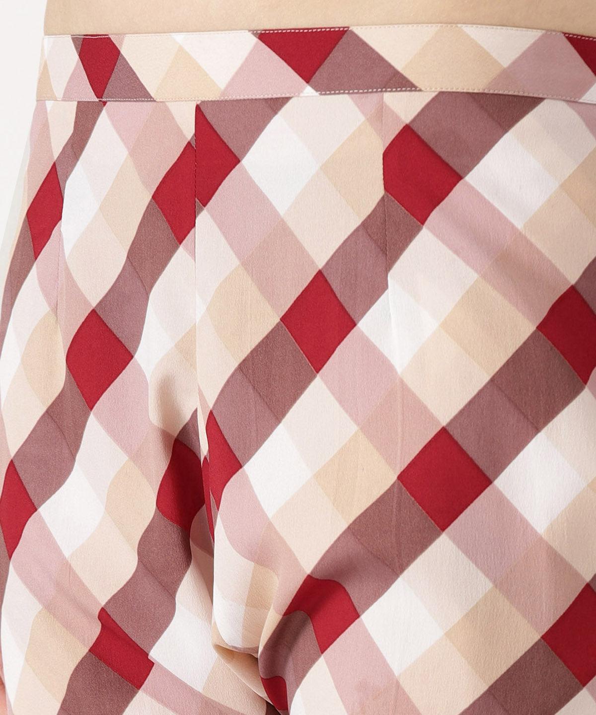 White Checkered Polyester Trousers - ShopLibas