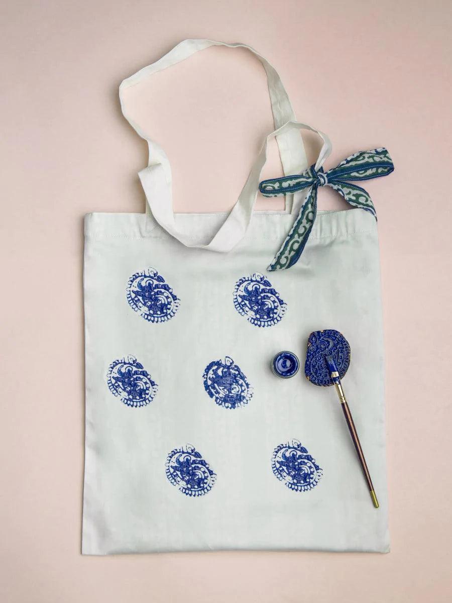 Libas DIY Tote Bag with Blue Color Printed Pattern Inside - ShopLibas 