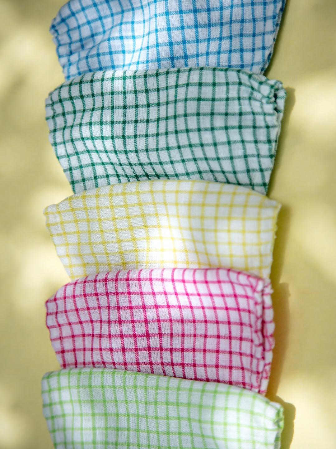 Libas Multicolored Up-cycled Cotton Masks with Checkered Pattern ( Pack of 5 ) - ShopLibas 