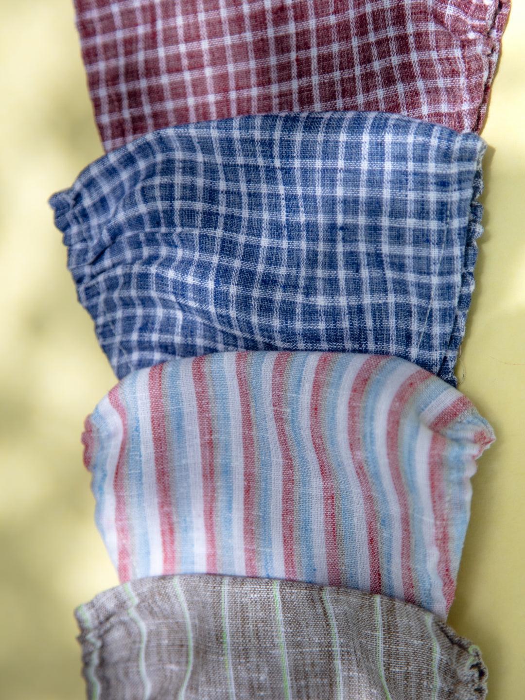 Libas Multicolored Up-cycled Cotton Masks with Stripes and Checkered Pattern ( Pack of 4 ) - ShopLibas