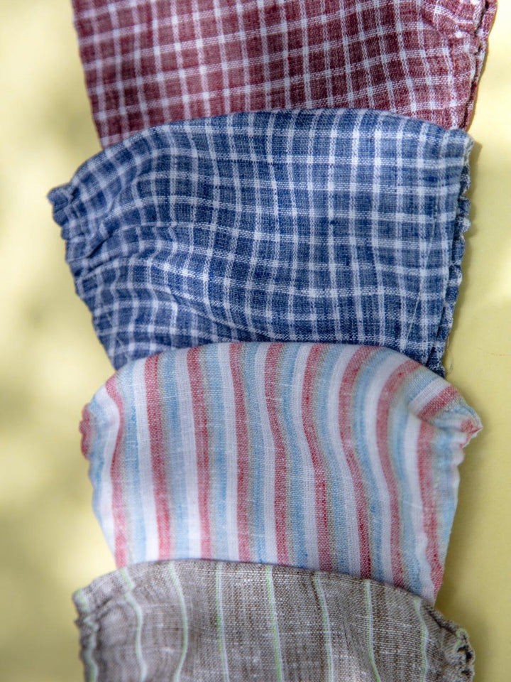 Libas Multicolored Up-cycled Cotton Masks with Stripes and Checkered Pattern ( Pack of 4 ) - ShopLibas