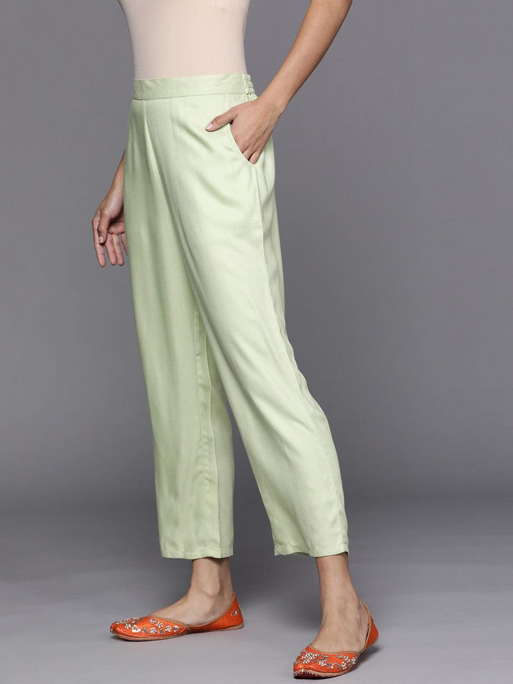 Green Solid Pashmina Wool Trousers