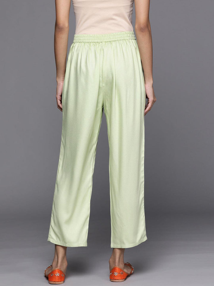 Green Solid Pashmina Wool Trousers