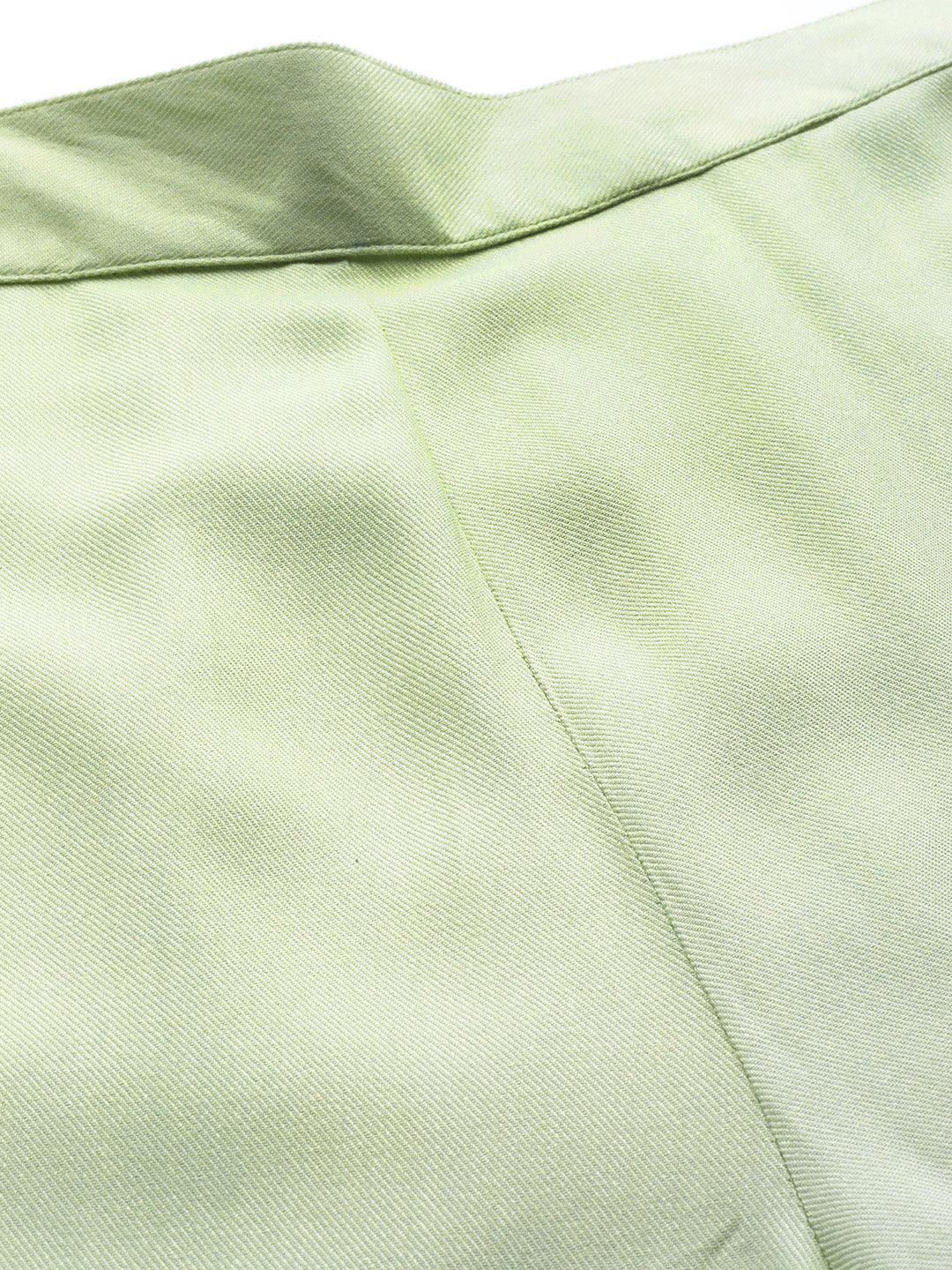 Green Solid Pashmina Wool Trousers - ShopLibas 