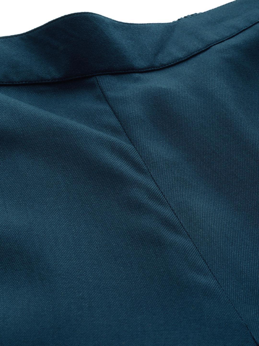 Blue Solid Pashmina Wool Trousers - ShopLibas 