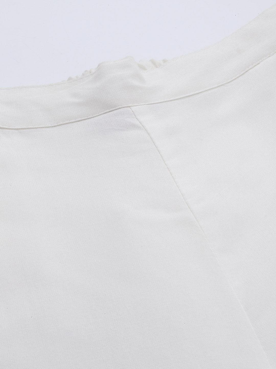 White Embroidered Cotton Trousers - ShopLibas 