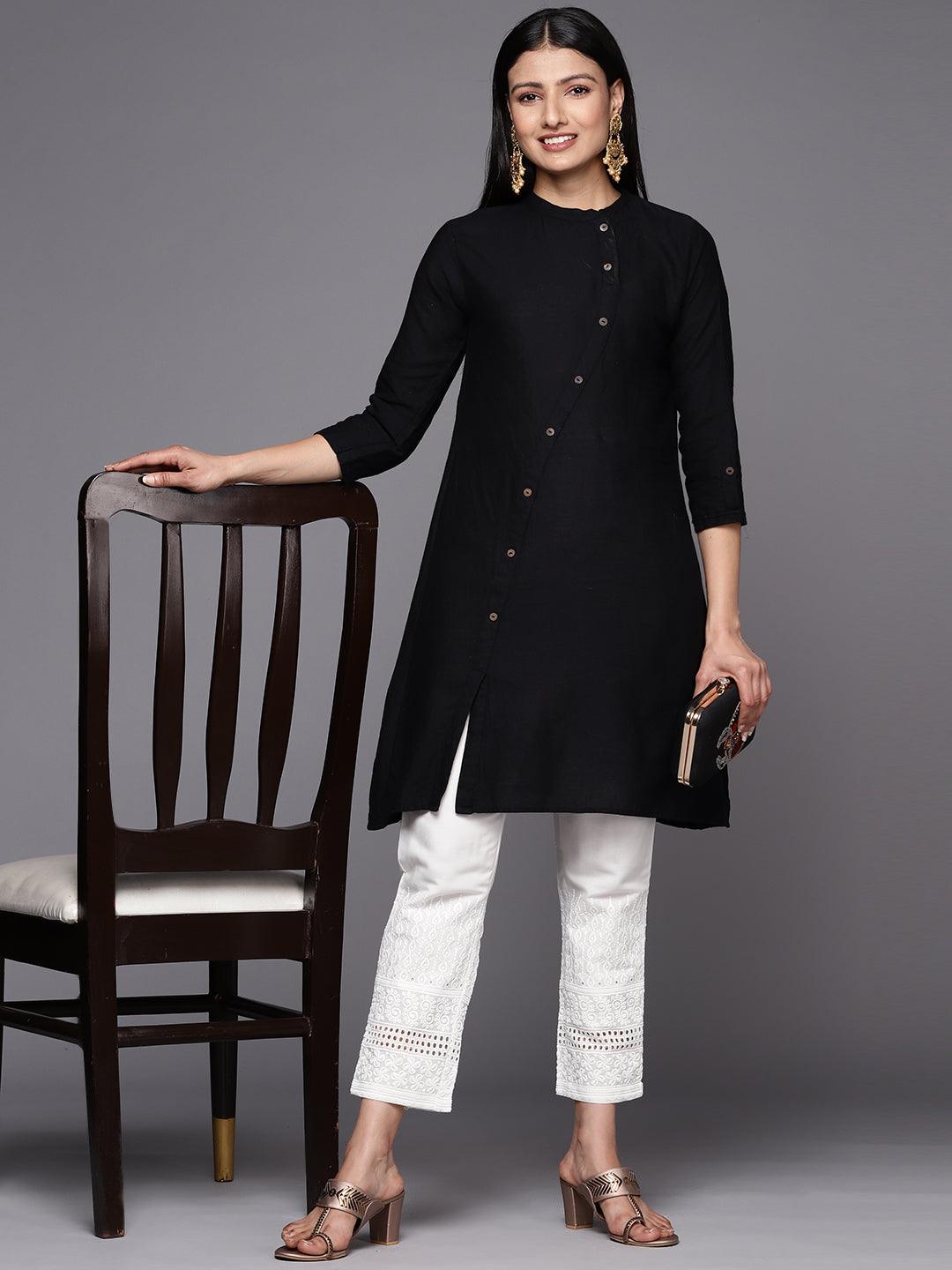 White Embroidered Cotton Trousers - ShopLibas 
