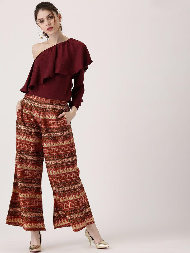 Multicoloured Abstract Polyester Palazzos - ShopLibas