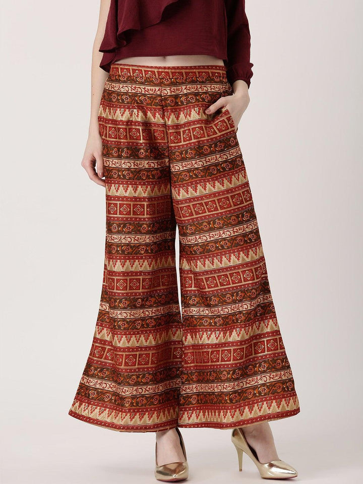 Multicoloured Abstract Polyester Palazzos - ShopLibas