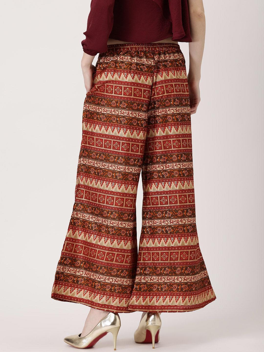 Multicoloured Abstract Polyester Palazzos - ShopLibas