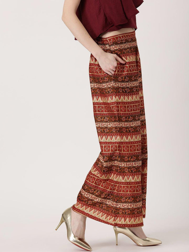 Multicoloured Abstract Polyester Palazzos - ShopLibas