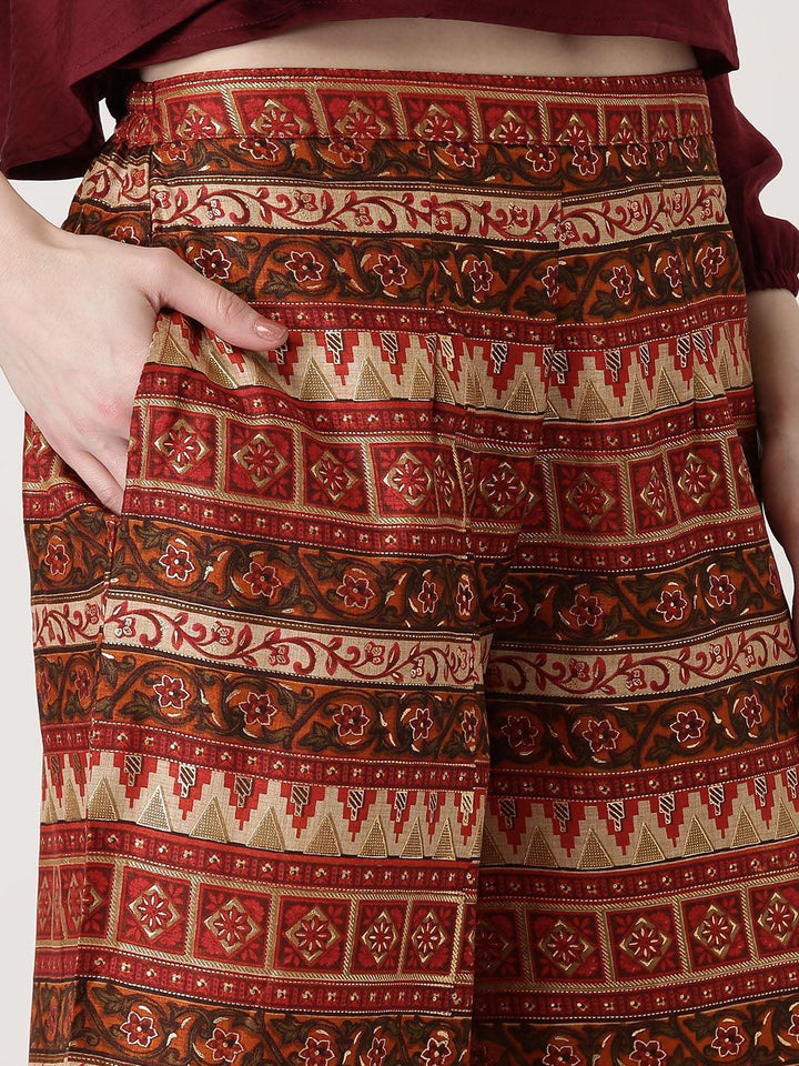 Multicoloured Abstract Polyester Palazzos - ShopLibas