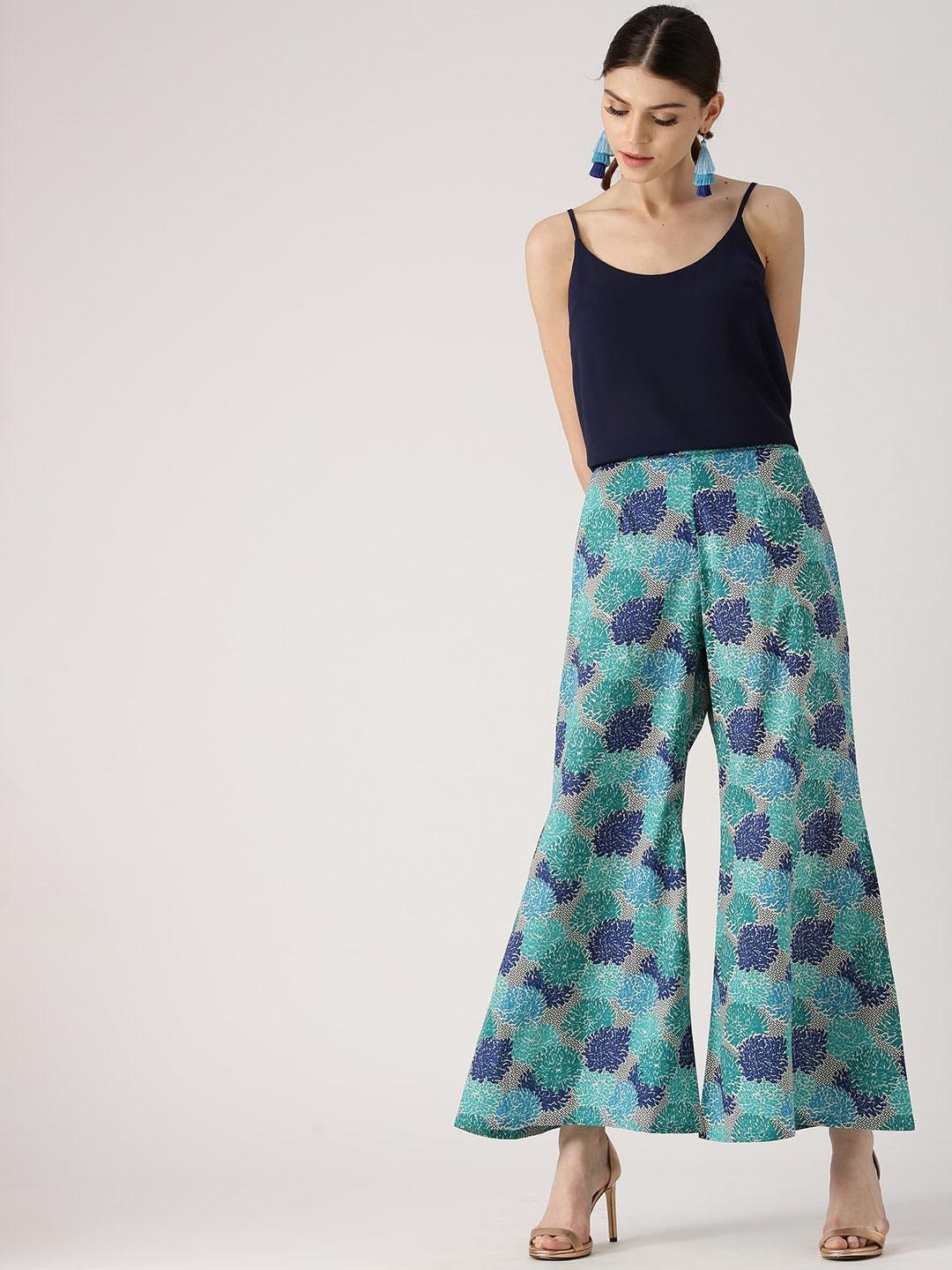 Multicoloured Printed Cotton Palazzos - ShopLibas