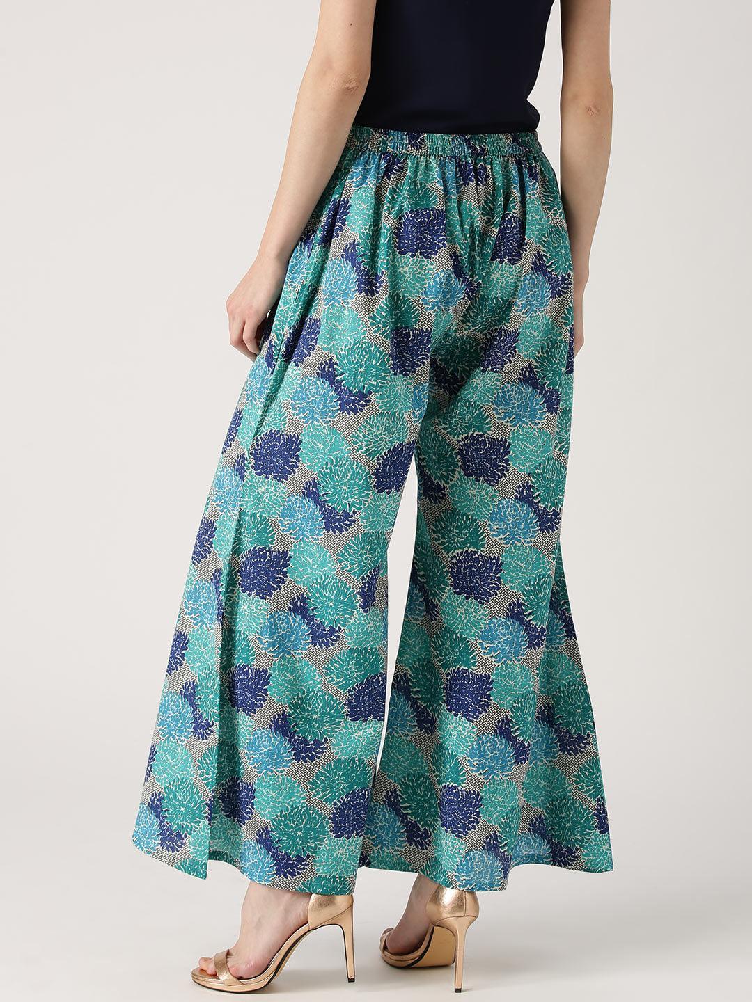 Multicoloured Printed Cotton Palazzos - ShopLibas
