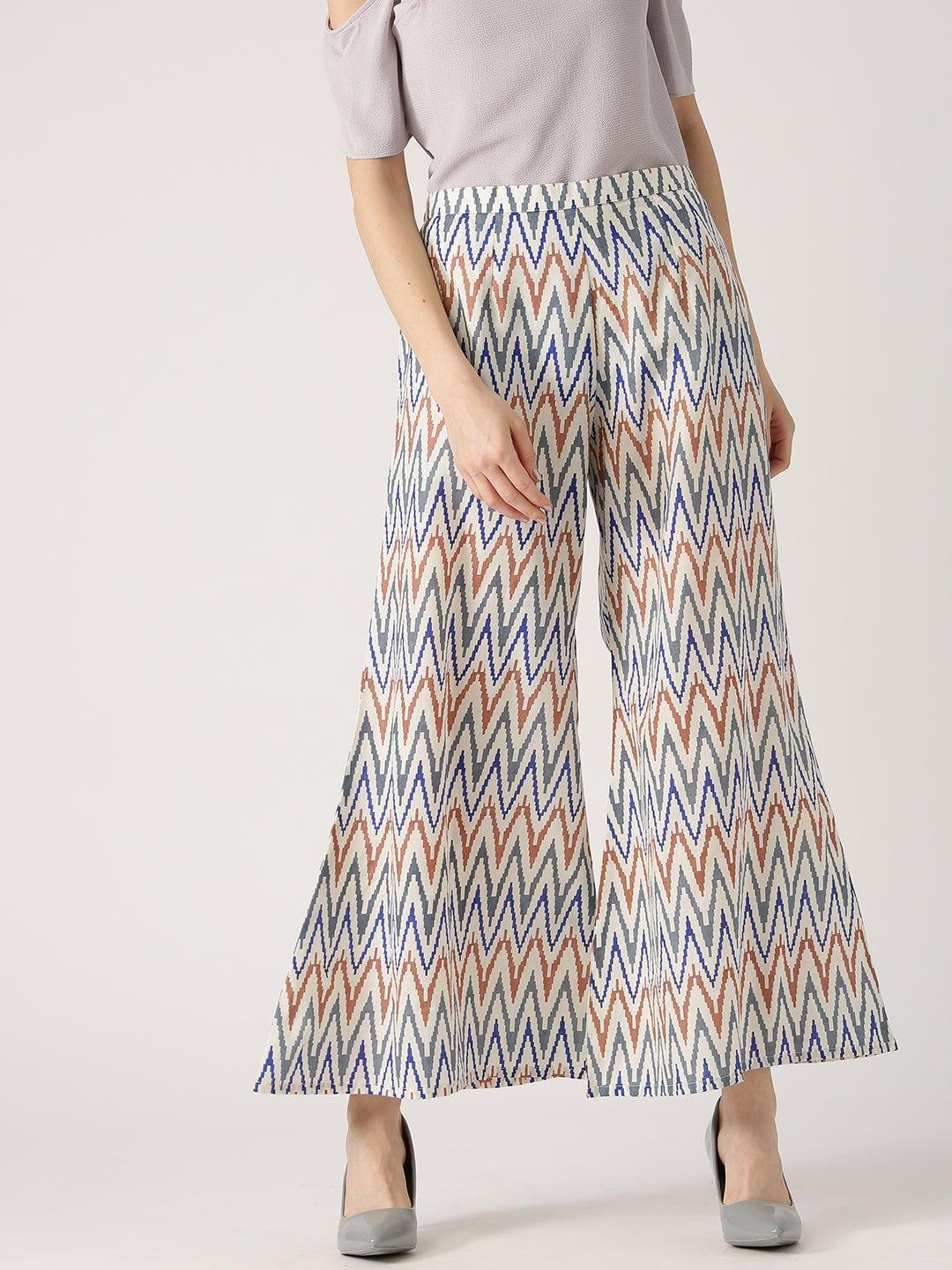 Multicoloured Abstract Cotton Palazzos - ShopLibas 