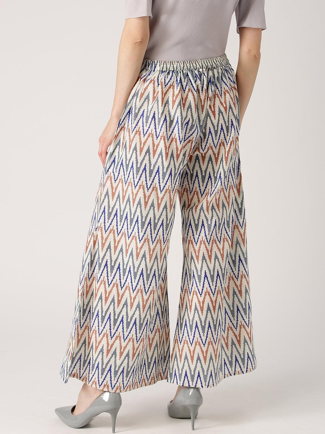 Multicoloured Abstract Cotton Palazzos - ShopLibas 