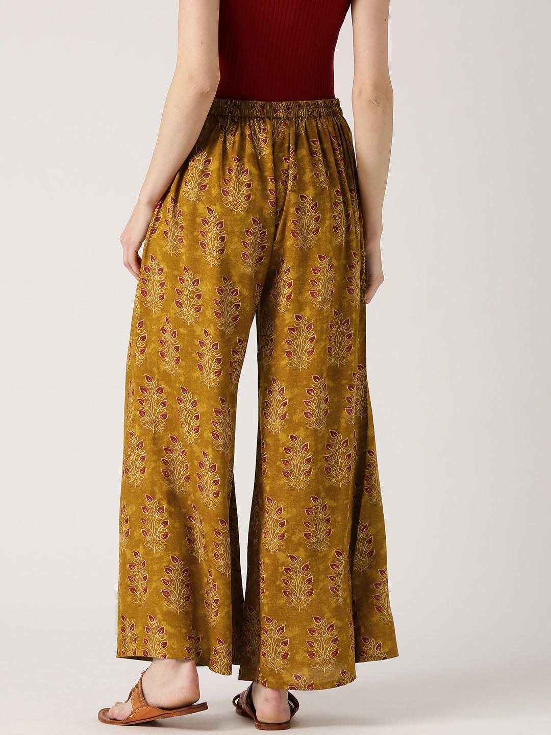 Green Printed Rayon Palazzos - ShopLibas 