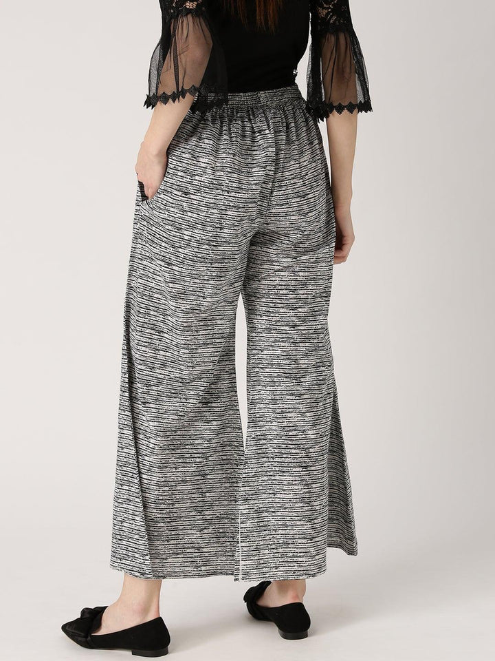 Black Striped Cotton Palazzos - ShopLibas